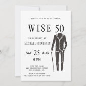 Vijftig zwart-wit formeel man verjaardagsfeestje kaart (Voorkant)
