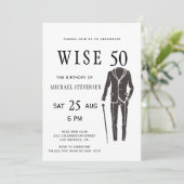 Vijftig zwart-wit formeel man verjaardagsfeestje kaart (Staand voorkant)