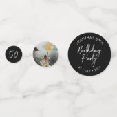 Vijftig | Zwart & Wit Modern 50e Verjaardag Foto Confetti (Voorkanten)
