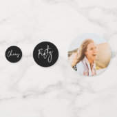 Vijftig | Zwart & Wit Modern 50e Verjaardag Foto Confetti (Achterkanten)