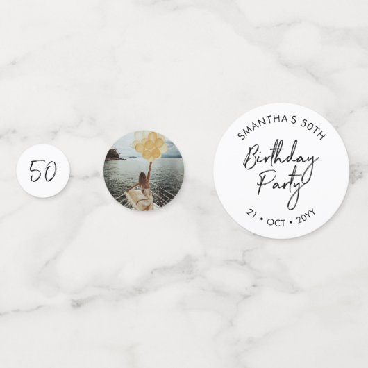 vijftig | Zwart & Wit Moderne 50e Verjaardag Foto Confetti (Voorkanten)