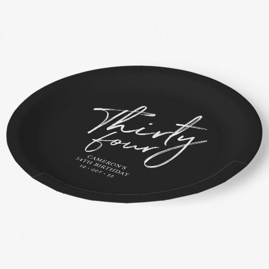 Vijftig zwarte moderne briefing 34e verjaardag P Papieren Bordje (Gekanteld)