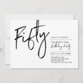 vijftig | Zwarte & Witte Moderne 50ste verjaardag Kaart (Voorkant)