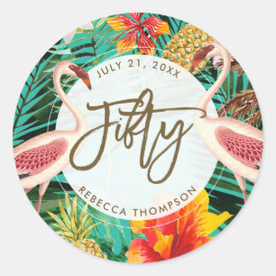 Vijftigjarige tropische flamingo sticker