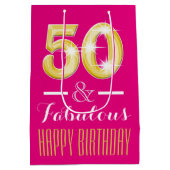 Vijftigste 50ste verjaardag vrouwen medium cadeauzakje (Achterkant)