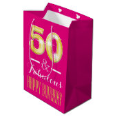 Vijftigste 50ste verjaardag vrouwen medium cadeauzakje (Achterkant Gekanteld)