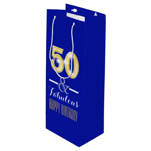 Vijftigste 50ste verjaardag wijnfles wijn cadeautas (Voorkant Gekanteld)