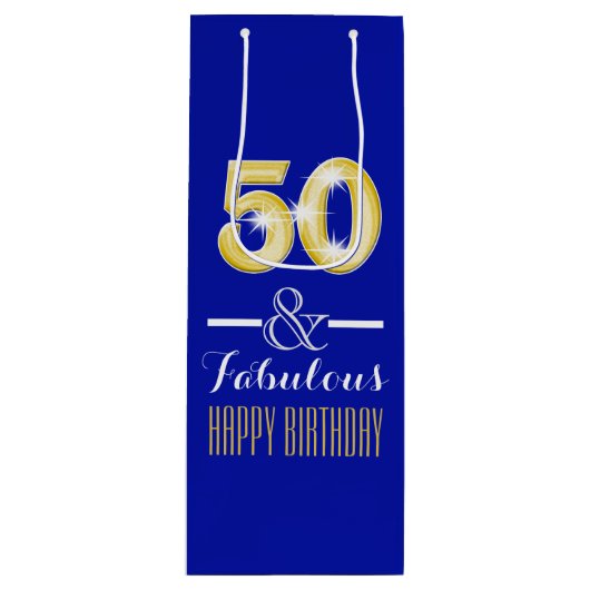 Vijftigste 50ste verjaardag wijnfles wijn cadeautas (Voorkant)