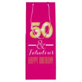Vijftigste 50ste verjaardag wijnfles wijn cadeautas (Achterkant)