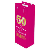 Vijftigste 50ste verjaardag wijnfles wijn cadeautas (Voorkant Gekanteld)