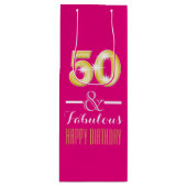 Vijftigste 50ste verjaardag wijnfles wijn cadeautas (Voorkant)