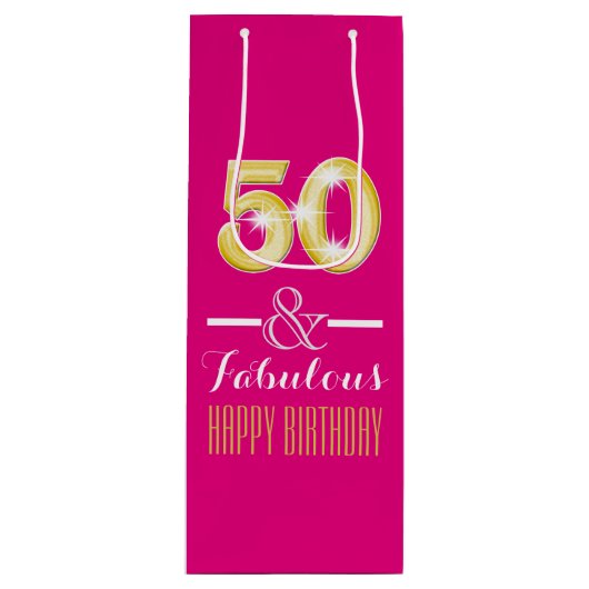 Vijftigste 50ste verjaardag wijnfles wijn cadeautas (Voorkant)