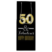 Vijftigste 50ste verjaardag wijnfles wijn cadeautas (Voorkant)