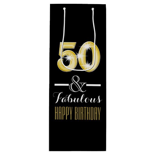 Vijftigste 50ste verjaardag wijnfles wijn cadeautas (Voorkant)