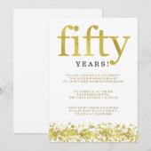 Vijftigste huwelijksjubileum nepgoud confetti kaart (Voorkant / Achterkant)