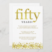 Vijftigste huwelijksverjaardag nepgoudconfetti kaart (Voorkant / Achterkant)