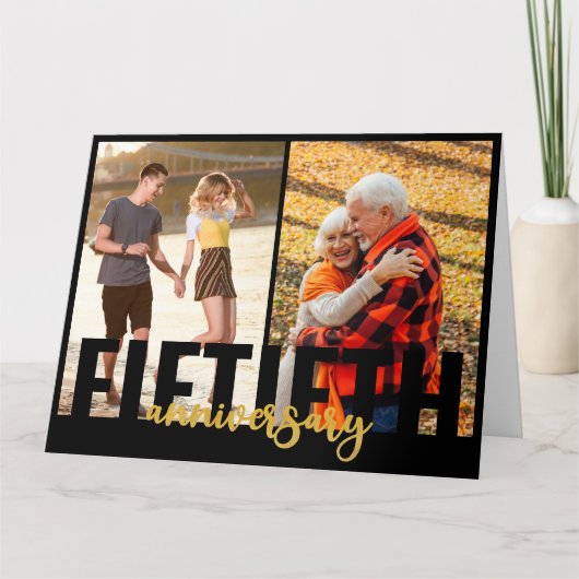 Vijftigste Jubileum 2 Foto Golden Wedding Kaart (Voorkant)