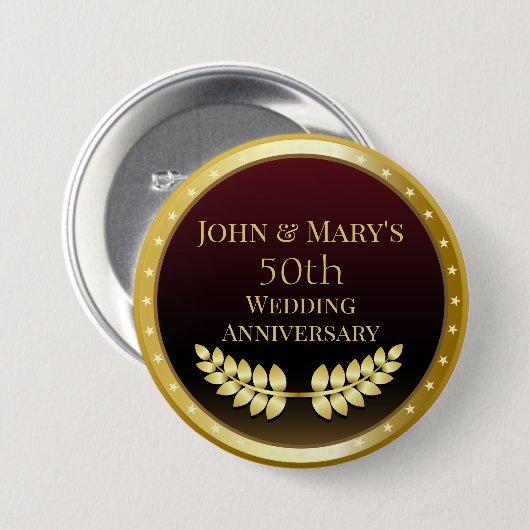 Vijftigste Jubileum Gold Medal Ronde Button 7,6 Cm (Voorkant /achterkant)