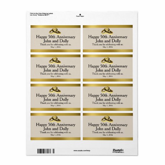 Vijftigste Jubileum mini wijnlabels Etiket (Full Sheet)