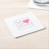 Vijftigste verjaardag 50 en Fab Simple Pink Birthd Kartonnen Onderzetters (Schuin)