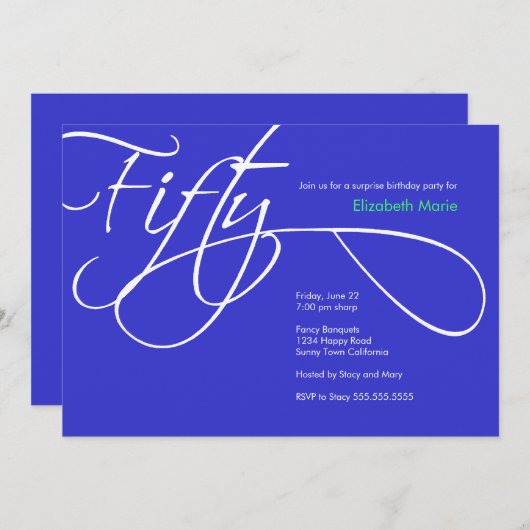 Vijftigste verjaardag - Aangepaste achtergrondkleu Kaart (Voorkant / Achterkant)