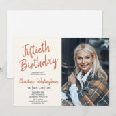 Vijftigste verjaardag foto Rustic Boho Script 50s Kaart (Voorkant / Achterkant)