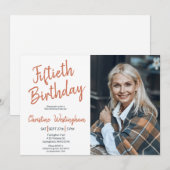 Vijftigste verjaardag Foto Rustieke Boho Script 5 Kaart (Voorkant / Achterkant)