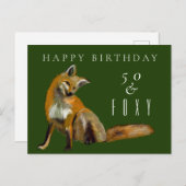 Vijftigste verjaardag groet rode vos vijftig en fo briefkaart (Voorkant / Achterkant)