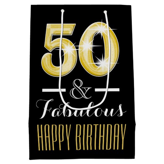 Vijftigste verjaardag mannen vrouwen medium cadeauzakje (Achterkant)