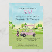 Vijftigste Verjaardagsfeest Golf Thema Uitnodiging (Voorkant / Achterkant)