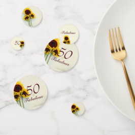 Vijftigste Zonnebloem Rustic 50ste verjaardagstafe Confetti