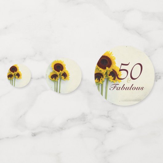 Vijftigste Zonnebloem Rustic 50ste verjaardagstafe Confetti (Voorkanten)