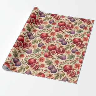 Vijg Granaatappel Aquarel Fruit Patroon Cadeau Cadeaupapier