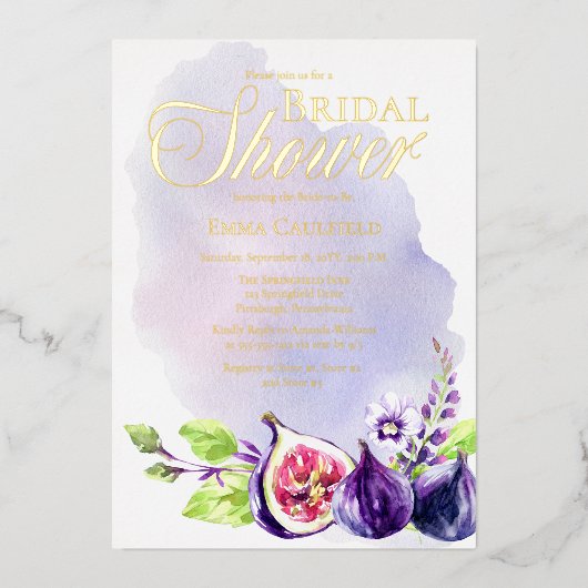 Vijgen Boho Paarse Lavendel Floral Vrijgezellenfee Folie Uitnodiging (Voorkant)