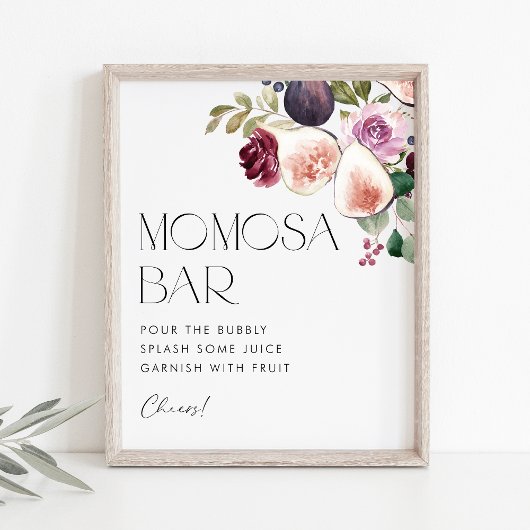Vijgen en bessen Bloemen Baby shower Mimosa Bar Poster