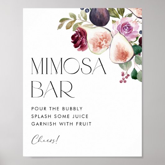 Vijgen en bessen Bloemen Vrijgezellenfeest Mimosa Poster (Voorkant)