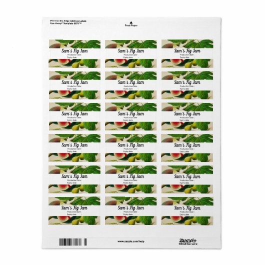  vijgen - gepersonaliseerde Jam Etiket (Full Sheet)