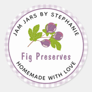 Vijgenconserven Zelfgemaakt met Liefde Geruit Inma Ronde Sticker