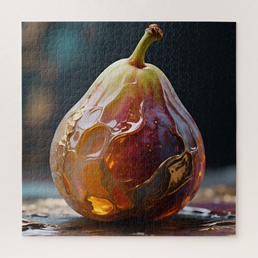 Vijgenfruit Barnsteen Glas Sculptuur Legpuzzel (Verticaal)