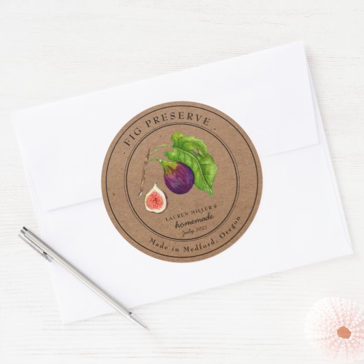 vijgenjam Kraft papier Rond potje label (Envelop)