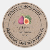 Vijgenjam Kraft Papieren Inmaakpot Etiketten (Voorkant)