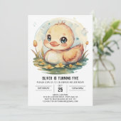 Vijver aangepaste eend verjaardag kaart (Staand voorkant)