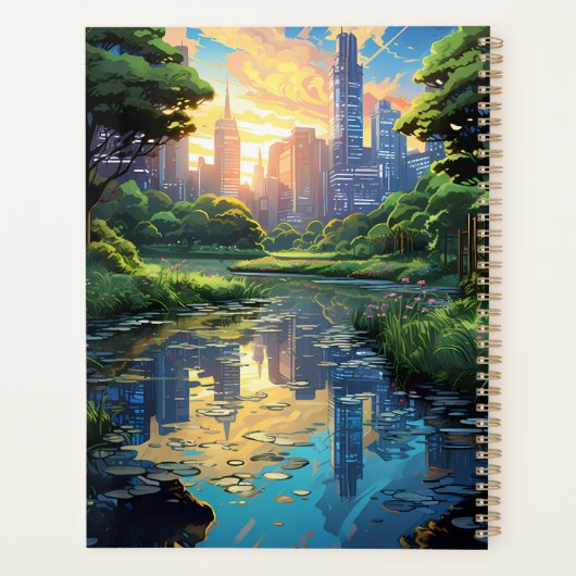 Vijver in een stadspark planner (Achterkant)