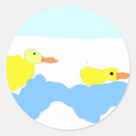 Vijver met eenden ronde sticker (Voorkant)