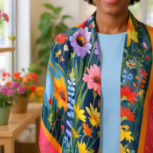 Vijver met Felgekleurde Bloemen en Vlinders Kunst