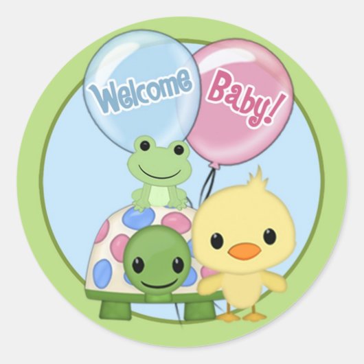 Vijver Pals Eend Baby shower sticker PPL-N#3A schi (Voorkant)