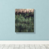 Vijver Planten Abstracte Vijver Reflectie Canvas Afdruk (Insitu (Houten vloer))
