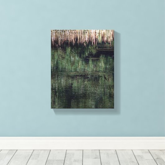 Vijver Planten Abstracte Vijver Reflectie Canvas Afdruk (Insitu (Houten vloer))
