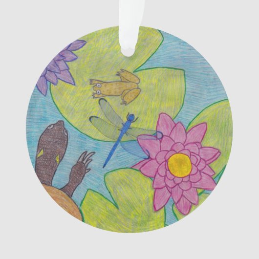 Vijver Scene - Acrylnormaal Ornament (voorkant)