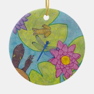 Vijver Scene - Keramische Versiering Keramisch Ornament